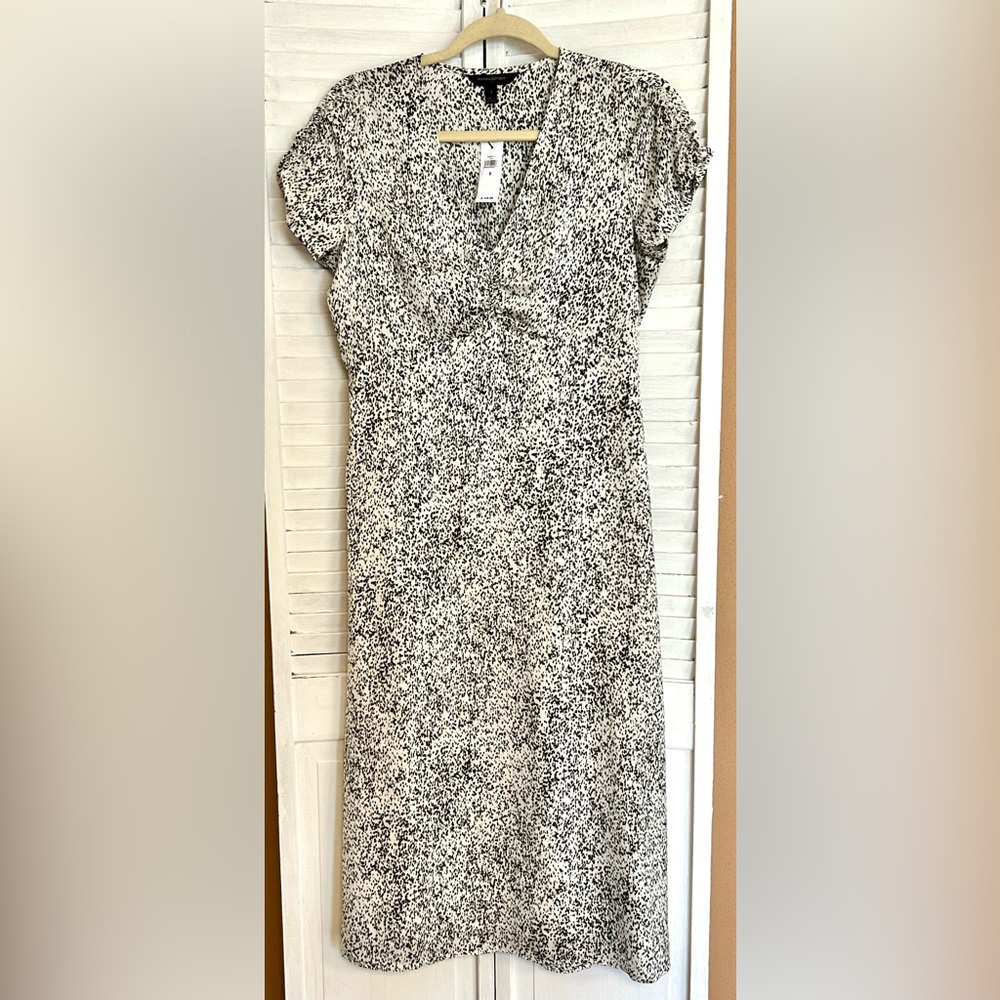 Womens Banana Republic Size Small Spotty long maxi midi dress ruched sleeve NWT